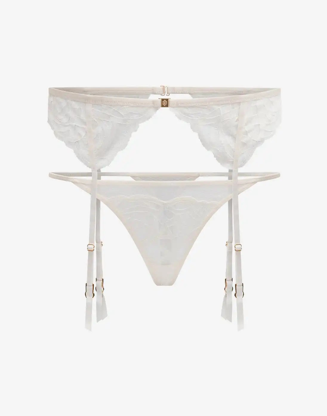 Rose Lace Thong & Garter Set