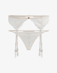 Rose Lace Thong & Garter Set